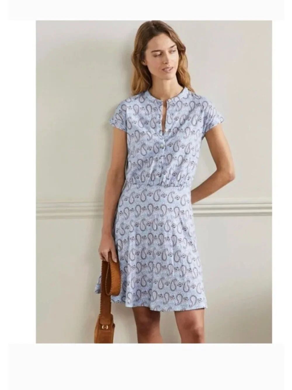Boden Women Flippy Mini Dress UK 18 US 14 R Blue Enchanted Paisley D0259 BLU NWT